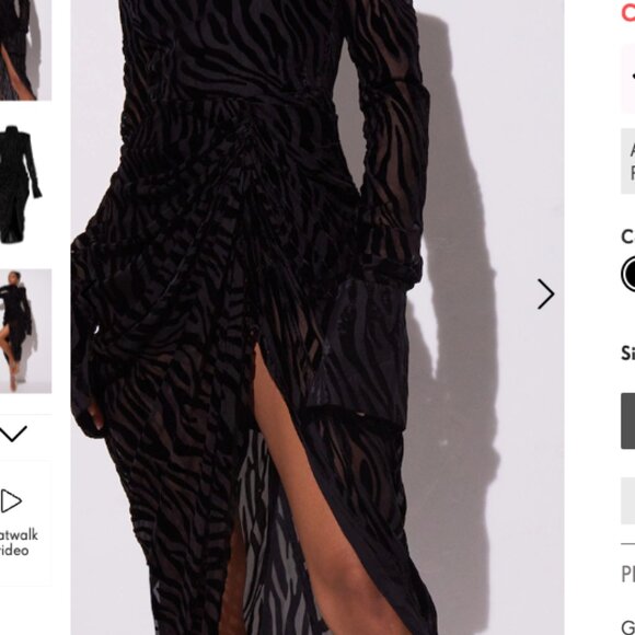 NWT Black Zebra Devore High Neck Draped Midi Dress - Picture 4 of 10